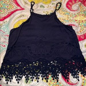 Black embroidered tank top!